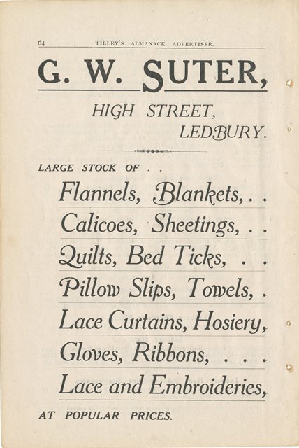 [1916 Tilleys Almanack Advert]