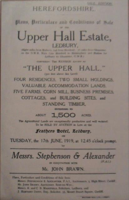 [Upper Hall Auction 1919]