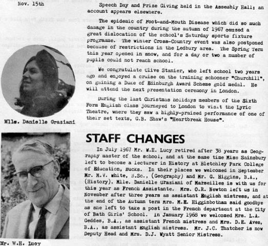 [Page from School magazine 1967]