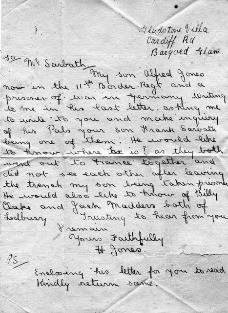 [Letter from Alfred JONES father]
