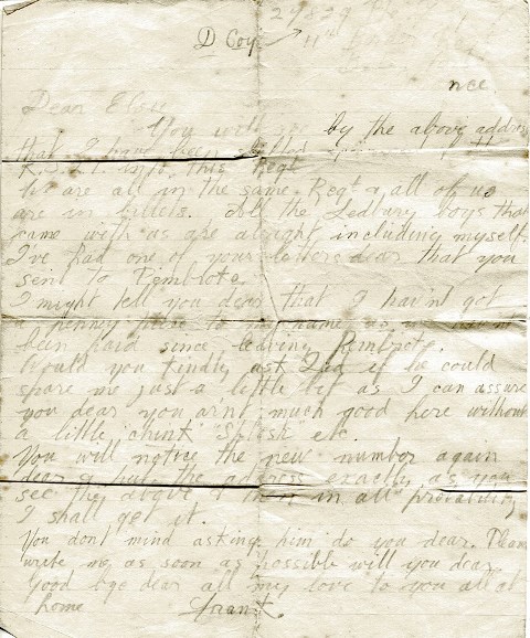 [Letter to Elsie Franks sister]