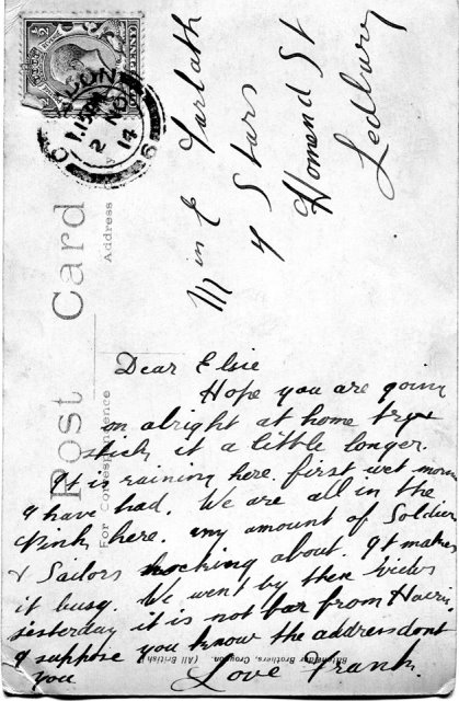 [Envelope to Elsie Franks sister]