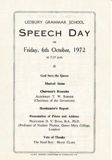 [Ledbury Grammar School Speech Day]