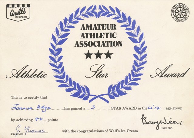 [Amateur Athletic Association Three Star Award]