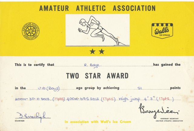 [Amateur Athletic Association Two Star Award]